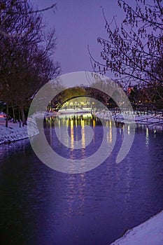 Eskisehir porsuk river in snowy winter