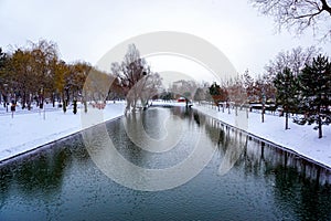 Eskisehir porsuk river in snowy winter