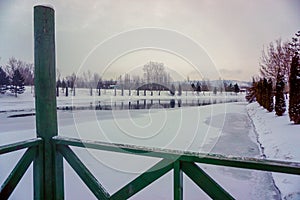 Eskisehir porsuk river in snowy winter