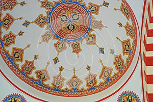 Eskisehir, Turkey: Beautiful decorative Muslim ornament on the ceiling of the mosque