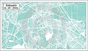 Eskisehir Turkey City Map in Retro Style. Outline Map