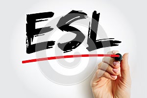 ESL - English as a Second Language acronym, text concept for presentations and reports photo