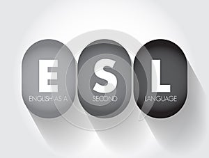 ESL - English as a Second Language acronym, text concept for presentations and reports photo