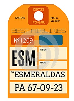 Esmeraldas airport luggage tag