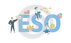 ESO, Employee Stock Option. Concept with keyword, people and icons. Flat vector illustration. Isolated on white. photo