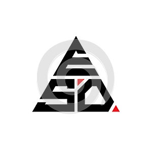ESO triangle letter logo design with triangle shape. ESO triangle logo design monogram. ESO triangle vector logo template with red photo