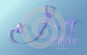 Esophageal Cancer Awareness Calligraphy Poster Design. Realistic Periwinkle Ribbon. April is Cancer Awareness Month