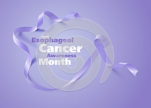 Esophageal Cancer Awareness Calligraphy Poster Design. Realistic Periwinkle Ribbon. April is Cancer Awareness Month. Vector