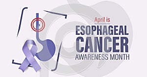 Esophageal cancer awareness month campaign banner. Observed in April each year