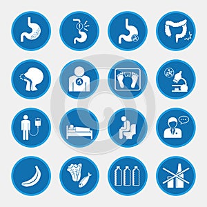 Esophageal cancer icons blue button photo