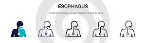 Esophagus icon in filled, thin line, outline and stroke style. Vector illustration of two colored and black esophagus vector icons