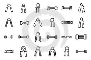 Espander icons set outline vector. Arm iron