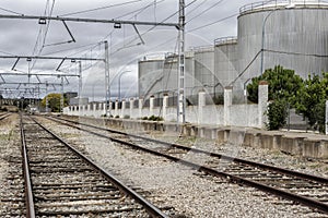 Espeluy railway platform and train tracks, Spain