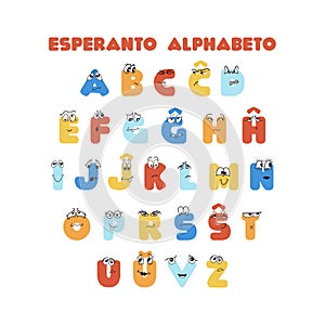 Esperanto alphabet colorful poster for kids education