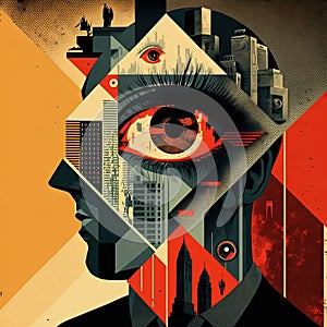 Espionage concept in russian constructivism. Generative AI