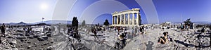 Esplanade of the archaeological site of the Acropolis of Athens with the Partenon, Greece. photo