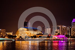 The Esplanade concert hall and theatre at night