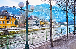 The Esplanade embankment, Bad Ischl, Salzkammergut, Austria