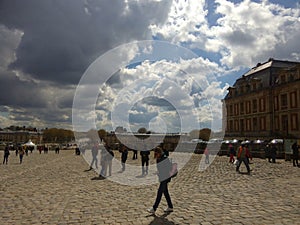 The esplanade before the entrance of the Chateaux de Versailles in Paris