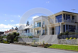 Esplanade homes overlooking the beach at Henley Beach, South Australia.