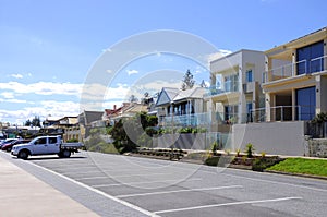 Esplanade homes overlooking the beach at Henley Beach, South Australia.