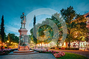 Esplanade Park. Statue Of Johan Ludvig Runeberg in Helsinki, Finland