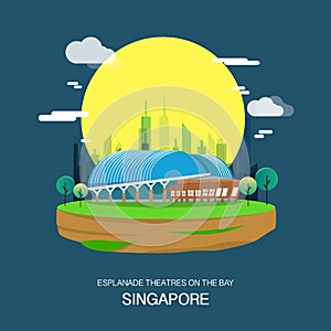 Esplanade theatre on the bay landmrak in singapore illustration photo