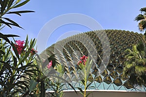 Esplanade Theatres Hall on the Marina Bay Singapore with its Futuristic Roof Architecture Side View