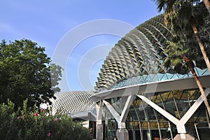 Esplanade Theatres Hall on the Marina Bay Singapore with its Futuristic Roof Architecture Side View
