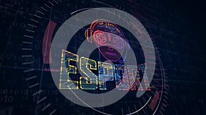 Esport cyber games with gamer symbol futuristic sketch