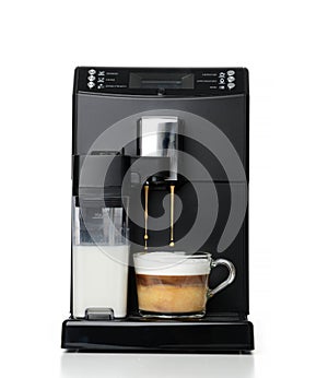 Espresso and americano coffee machine maker latte preparation