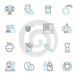 Espresso bar linear icons set. Coffee, Barista, Espresso, Latte, Cappuccino, Decaf, Double line vector and concept signs