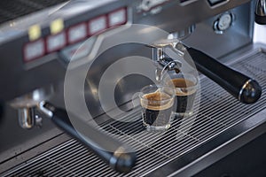 Espresso brew machine for bleed coffee bean into hot fresh coffee, Coffee machine is the great tool for vintage cafe the coffee