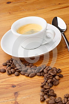 Espresso coffee and beans