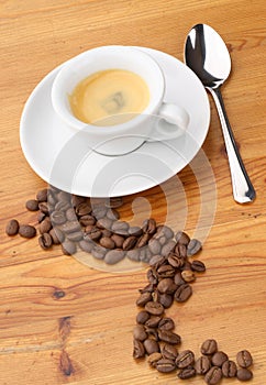 Espresso coffee and beans