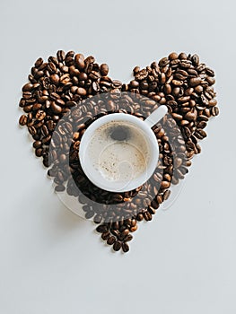 Espresso and coffee beans