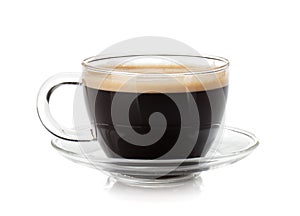 Espresso coffee in glass cup