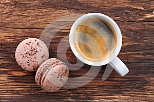 Espresso coffee with macarons