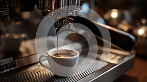 Espresso coffee machine brewing