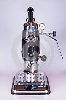 Espresso coffee machine . Front view retro design, coffee maker.