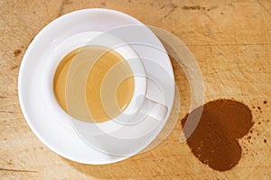 Espresso coffee in thick white cup