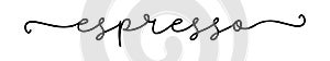 ESPRESSO COFFEE. Vector script text, words for the menu of a restaurant, bar, cafe.