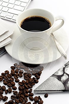 Espresso coffee in vintage cup