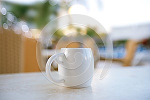 Espresso coffee in white cup photo