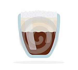 Espresso in a double glass vector flat isolated