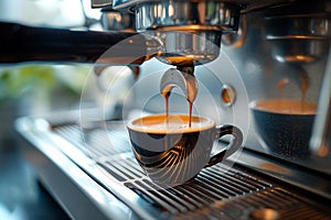 Espresso elegance Little cup stands in the steel coffee machine