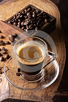 espresso in glass cup