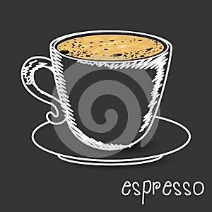 Espresso isolated on blackboard