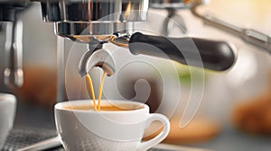 The espresso machine brewing coffee.AI generated image