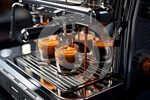 espresso machine pouring strong looking fresh coffee into a cup